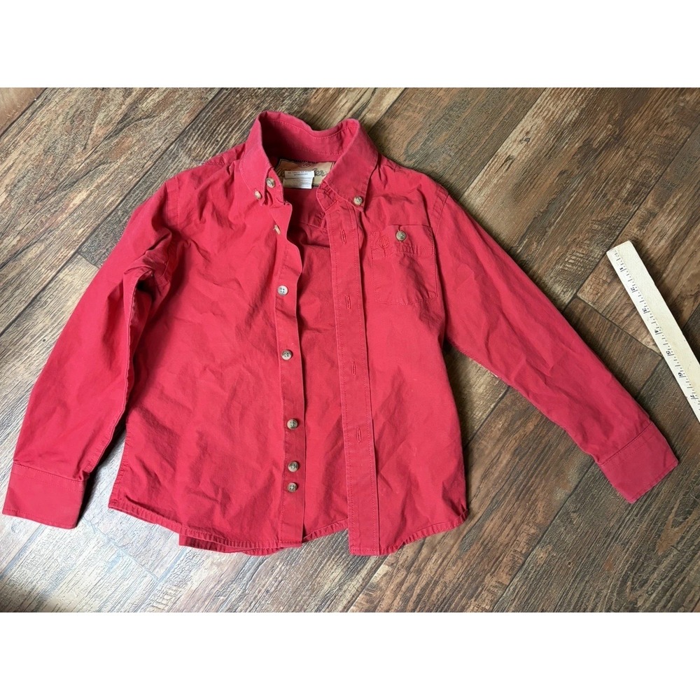 Wrangler  Button Down Shirt Little Boys XS Red Long Sleeve (3/4) Age Rodeo